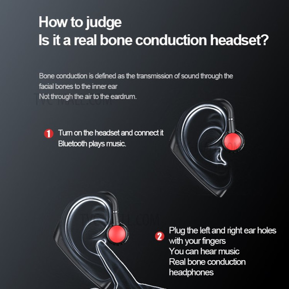618 Wireless Bluetooth Bone Conduction Earphone Single Ear Hook Headset - Red