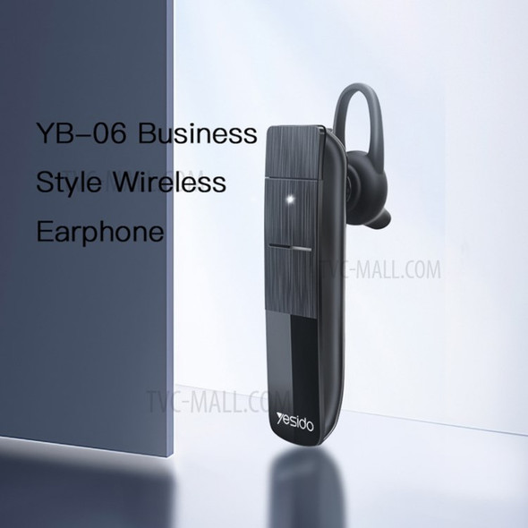 YESIDO YB06 Bluetooth 5.0 Earphone Business Rotary Ear Hook Single Ear Headphone - Black