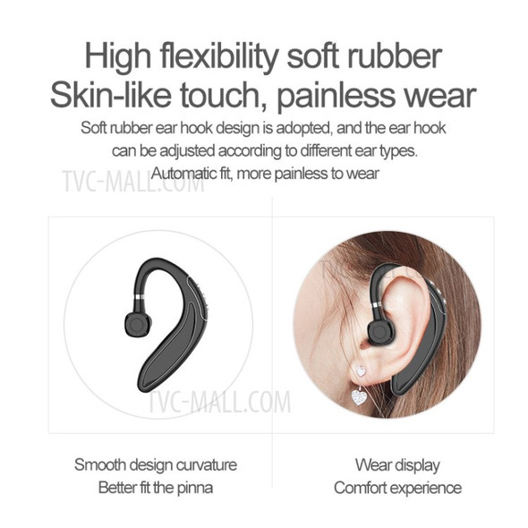 HMB-18 Business Bluetooth Single Ear Headset Free Hands Earphones Double Noise Reduction Sports Headphones - Black