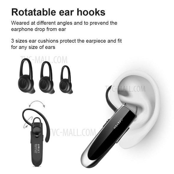 FEYCH Business Single Ear Bluetooth 5.0 Earphone CVC Noise Reduction Wireless Headphone - Black