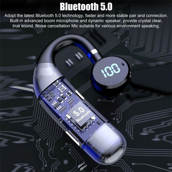 X9S Digital Display Single Ear Wireless Bluetooth Earhook Touch Headset Waterproof Men Women Sports Music Calling Earphone