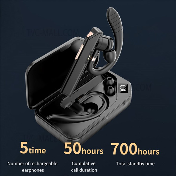 K3 Jieli Chip Business Single Ear Bluetooth Headset ENC Noise Reduction Wireless Earhook Calling Music Earphone with Digital Display Charging Case