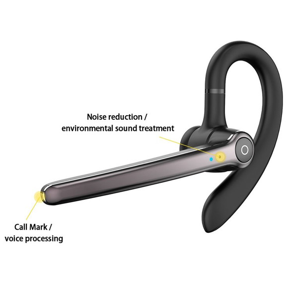 ST02 ENC Noise Reduction Bluetooth Earpiece Wireless Headphone with Dual Microphone Hands Free Headset for Business Office Driving - Black