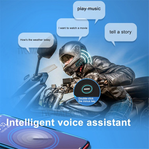 A10 Motorcycle Bluetooth Headset Wireless Intercom Interphone Microphone Communication Systems Supports Handsfree Stereo Music - Black