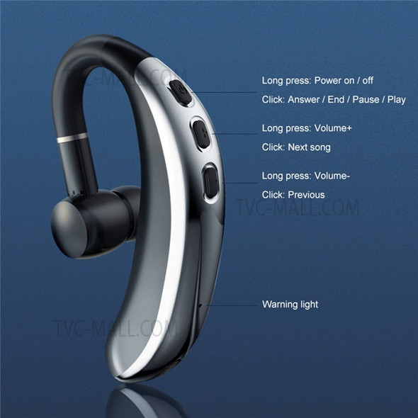 Bluetooth Headset Single Wireless Earphone Noise Reduction Headset Hands-Free Power Display for L/R Ear