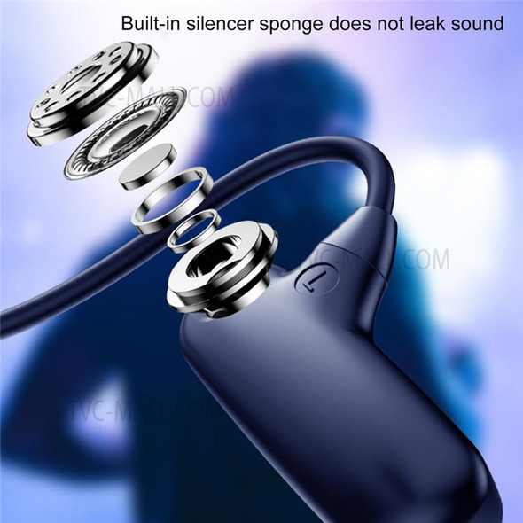 F1 Bone Conduction Wireless Bluetooth 5.0 Neckband Headphone Calling Music Earphone Sport Headset - Black