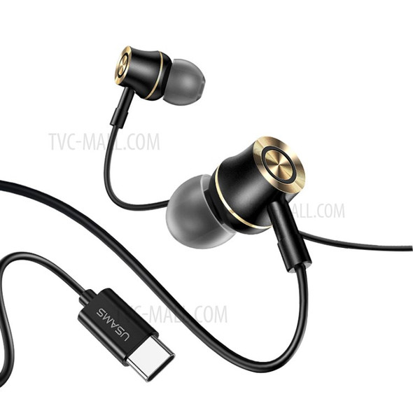 USAMS US-SJ482-EP-43 Type-C In-ear Metal Headsets Stereo Earphones, 1.2m - Black