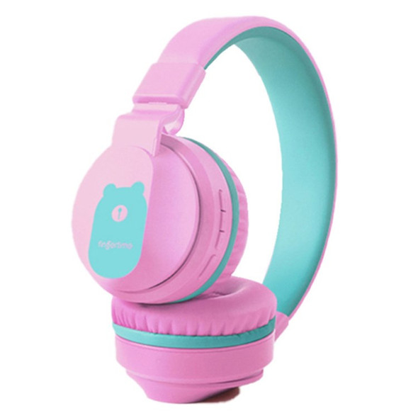 BOBO+ Kid's Wireless Bluetooth 5.0 Headphones Noise Reduction Over-ear Headsets Stereo Sound FM Radio Support TF Card Earphone for Boys Girls School Study Home - Pink
