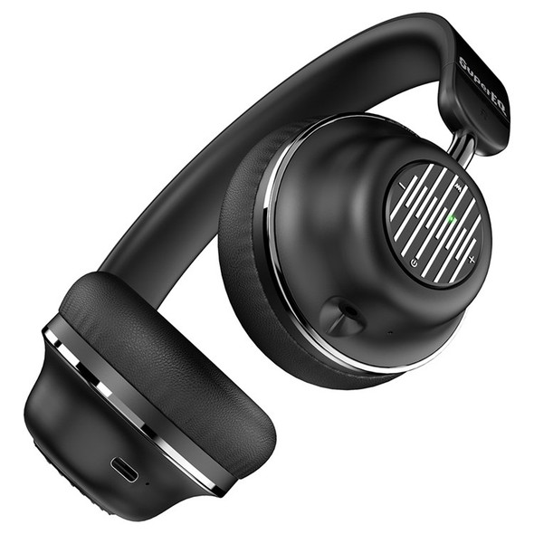 SUPEREQ S2 Bluetooth Active Noise Canceling On-Ear Headphones HD Sound Foldable Headset - Black