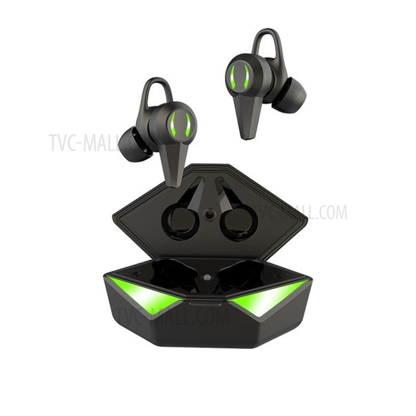 K10 Gaming Bluetooth 5.0 Earphone with Cooling Light Game/Music Mode Wireless Earbuds - Black