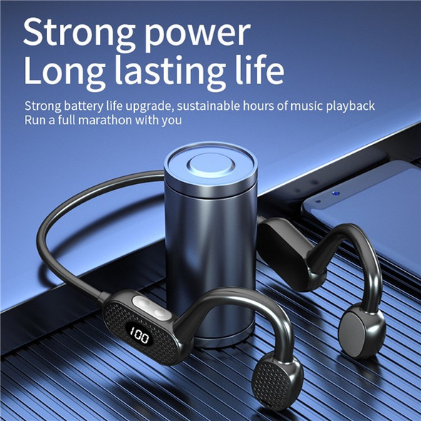 1 Pair VG07 Bluetooth 5.1 Wireless Earbuds Wireless Sports Active Noise Cancelling Earphones with LEDs Digital Screen for Running Workout - Black