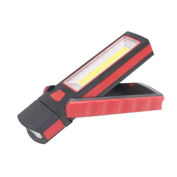 3W Adjustable Bright  Magnet COB LED Work Light Inspection Hand Torch Magnetic Camping Tent Lantern Lamp with Hook(Red)