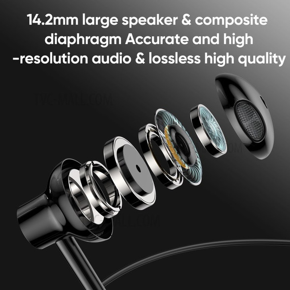 JOYROOM JR-EC01 Semi-In-Ear Type-C Wired Headset High Sound Quality Headphone with Microphone - Black