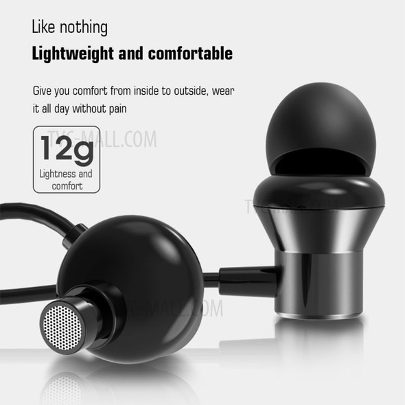 LENOVO HF130 3.5mm In-ear Wired Earphone Heavy Subwoofer Driver Stereo Earbuds Sports Earphone with Mic - Black