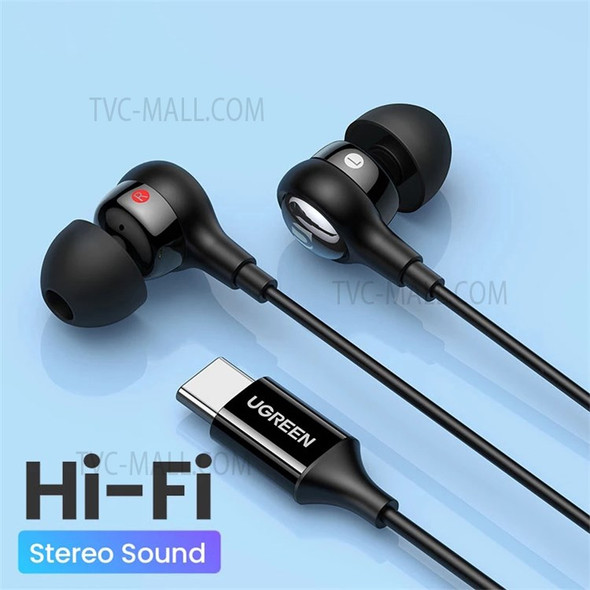 UGREEN 30638 USB Type-C Earbuds Wired Headset with Microphone Hi-Fi Stereo Headphones for 2021 iPad Pro Samsung Galaxy S21 Google Pixel 5