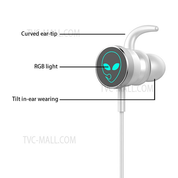 Type-C Plug Wired In-ear Earphone RGB Breathing Light E-sport Gaming Music Headset with Dual Mic - Silver