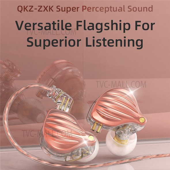 QKZ ZXK Wired Earphones Bass Stereo Sports Running HiFi Headphones Noise Canceling Music Headset, with Mic - Rose Gold