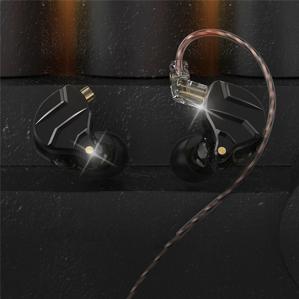 QKZ ZX1 Dynamic In-Ear Earphone HiFi Wired Headphones Stereo Bass Noise Canceling 3.5mm Detachable Earphones, No Mic - Black