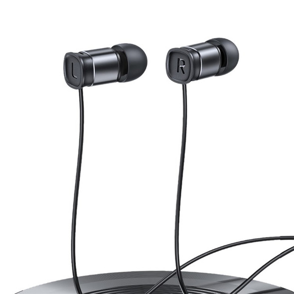USAMS EP-46 Mini Type-C In-ear Headphone Wired Aluminum Alloy Headset HiFi Sound Earphone with 1.2m Cable - Black