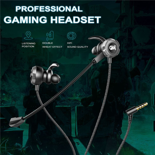 TF-3 HiFi Stereo Headset 3.5mm Wired E-Sports Gaming Music In-ear Earphone with Dual Microphone - Black/Silver