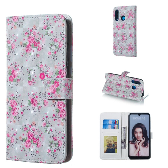 Rose Pattern 3D Horizontal Flip Leather Case for Huawei P30 Lite, with Holder & Card Slots & Photo Frame & Wallet