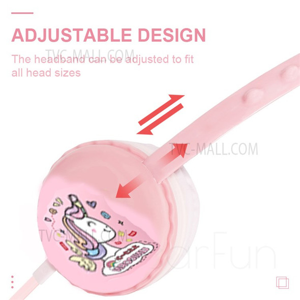 Y19 Cute Cartoon Wired Headset Stereo Sound Cored Headphones with Microphone for Kids (CE) - Pink