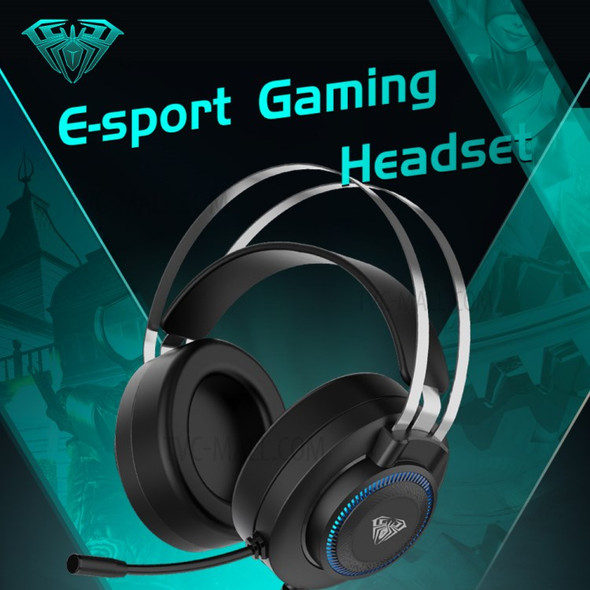 AULA S601 Over-Ear Headphone Stereo USB+3.5mm Wired RGB Light PC Gaming Headset with Microphone