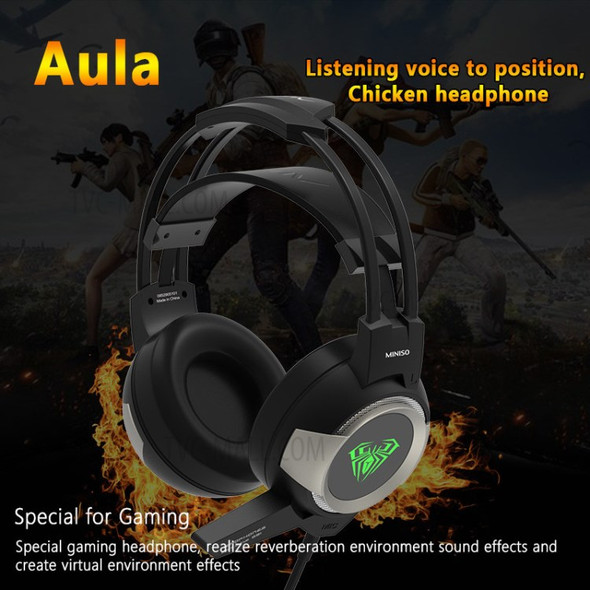 AULA G91 Professional USB Wired E-sports Gaming Over-Ear Headphone LED Light 7.1 4D HiFi Stereo Headset with Microphone for PC Laptop PS4