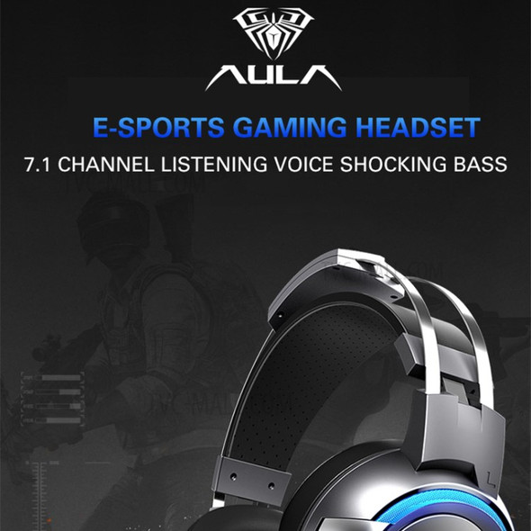AULA G91 Professional E-sports Gaming USB+3.5mm Wired Over-Ear Headphone LED Light Stereo Bass PC Laptop Headset with Microphone