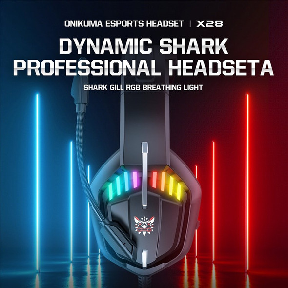 ONIKUMA X28 Wired Backlit Gaming Headset Noise Reduction Head Band Type Earphone