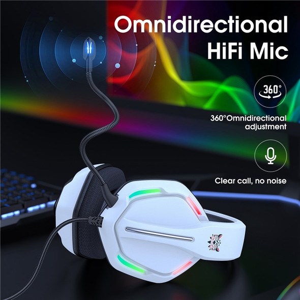 ONIKUMA X27 Gaming Headsets Noise Canceling Stereo Surround Sound RGB Light, Comfort Earmuffs Over Ear Headphones for PS4/Xbox/Laptop/Computer - White