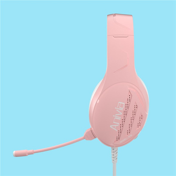 ANIVIA Girls Women Over-Ear Headphone Stereo 3.5mm Wired PC Gaming Headset with Microphone - Pink