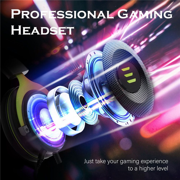 EKSA E900 Computer Gaming Headset 7.1 Surround Sound 3.5mm Aux Headphone with Microphone - Green