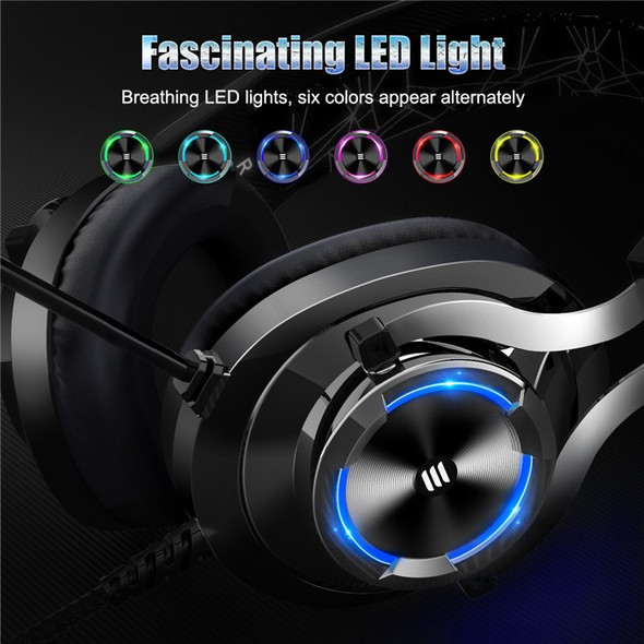 EKSA E3000 Retractable Headband Over-Ear Wired Headphone RGB Gaming Headset with Noise-canceling Mic
