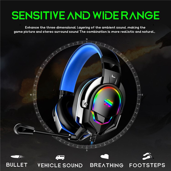 IMYB A88 Wired Over-Ear E-sports Headphone Heavy Bass RGB LED Light Gaming Headset - Blue