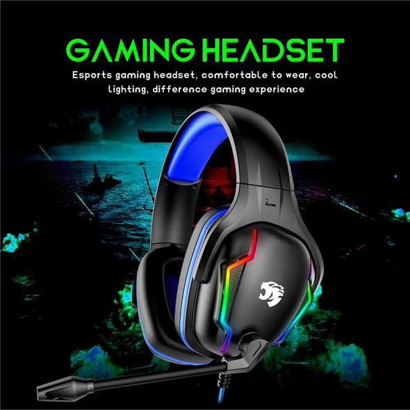 IMYB A80 Wired Over-Ear Stereo Headphone RGB Light Heavy Bass E-sports PC Gaming Headset - Blue