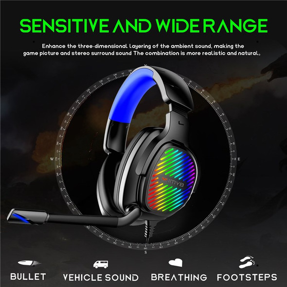 IMYB A82 PC Gaming Headphone HD HiFi Sound Wired Headset with RGB Gradient Light and Comfortable Headband - Blue / Black