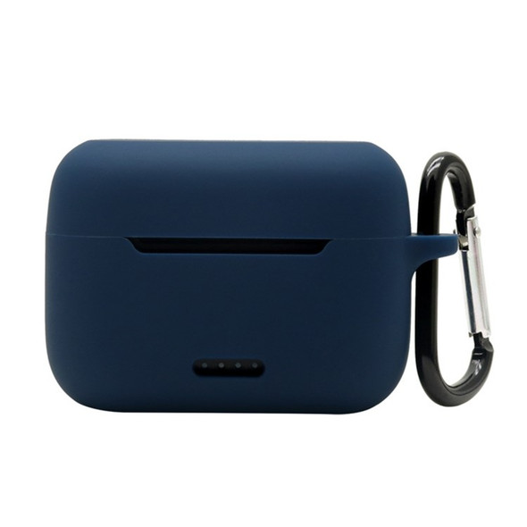 Anti-fall Silicone Case for TOZO NC2 Wireless Bluetooth Headphones Cover with Anti-lost Carabiner - Midnight Blue