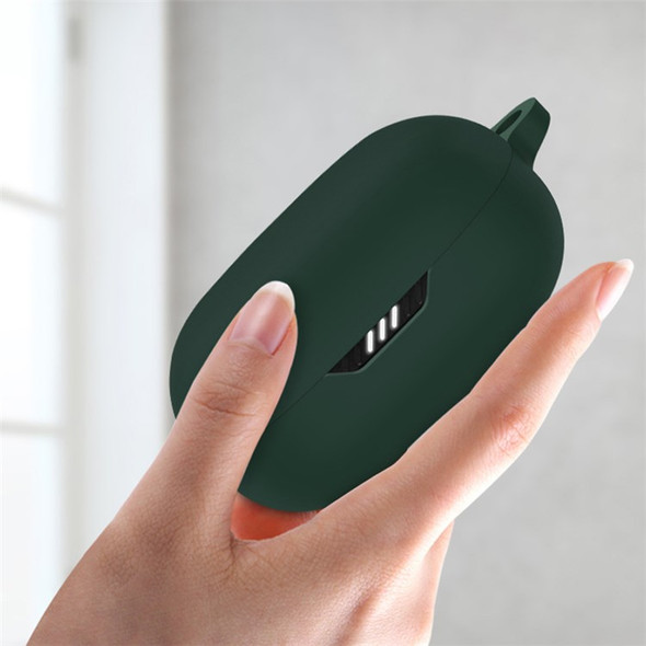 For JBL WAVE 300 TWS Earphone Silicone Cover Drop-proof Case with Anti-lost Buckle - Midnight Green