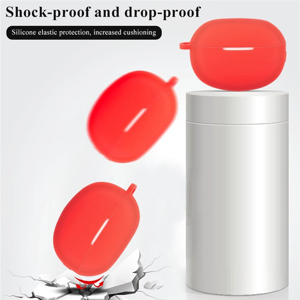 For Realme Buds Air 3 Soft Silicone Shockproof Anti-fall Bluetooth Earphone Protective Case Shell with Buckle - Red