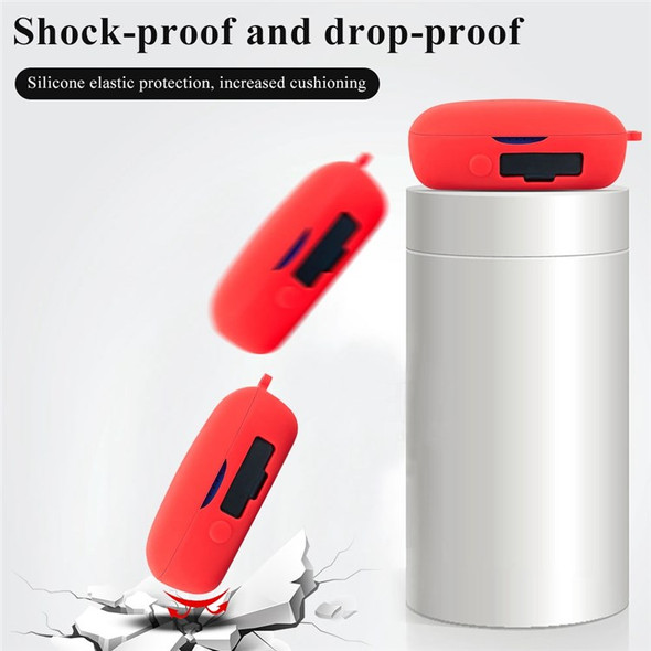 For BOAT Airdopes 441 Pro Earbuds Silicone Cover Bluetooth TWS Earphone Protective Sleeve Case with Anti-lost Buckle - Red