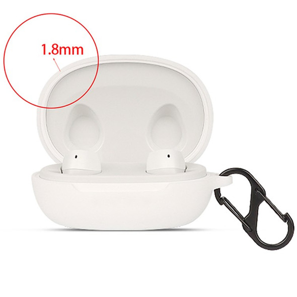 For JBL FREE II Bluetooth Wireless Earphone Silicone Case Drop-proof Charging Box Cover Protector with Anti-loss Hook - White