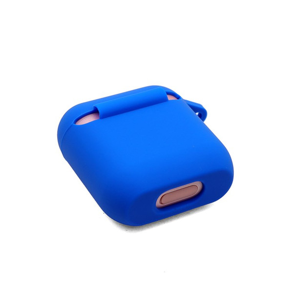 Bluetooth Earphone Protective Case for TOZO T6, Soft Silicone Charging Box Anti-drop Cover Shell with Anti-loss Buckle - Blue