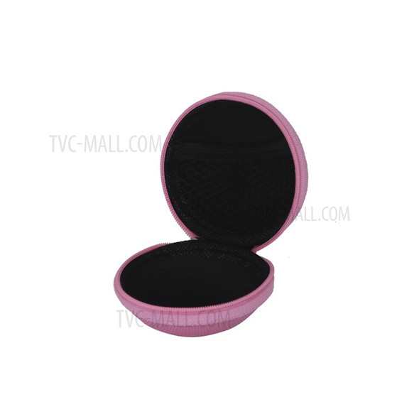 Ball Shape Carrying Bag Case Pouch for Headphones Earphones MP3 - Pink