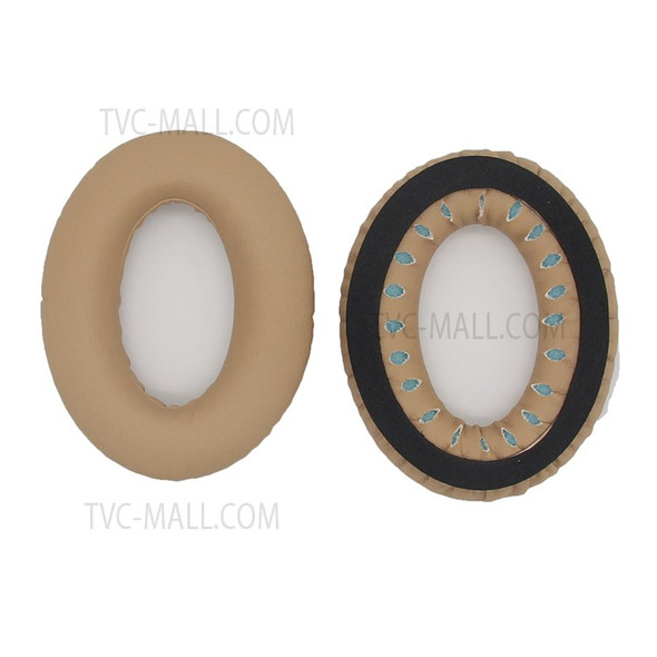 1 Pair JZF-367 Replacement Protein Leather Headphones Ear Pads Ear Cushion for Bose QC2 QC15 AE2 QC25 - Beige/Blue