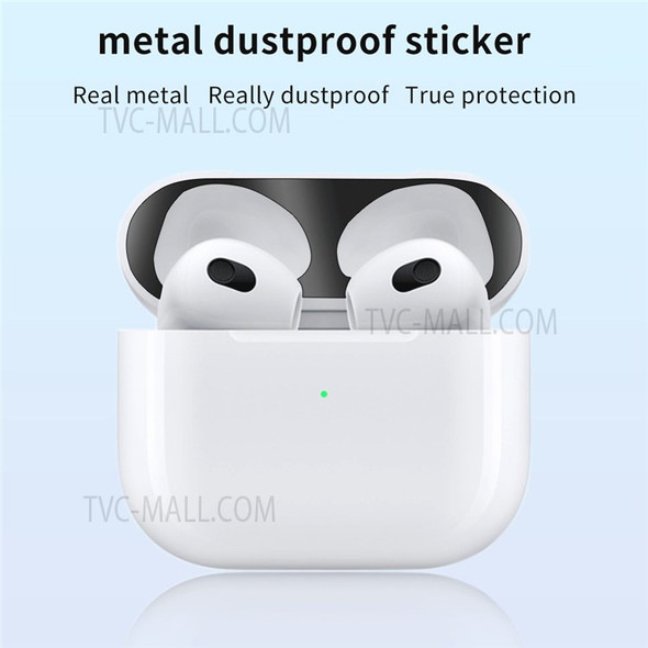 Bluetooth Earphone Charging Case Metal Protection Sticker Cover for AirPods 3 - Black