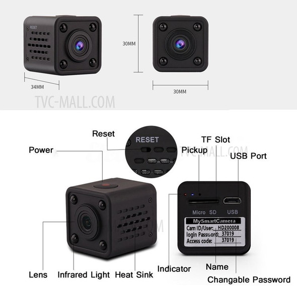 HDQ9 Mini WiFi Camera HD 1080P Video Audio Recorder with IR Night Vision Motion Detection - EU Plug