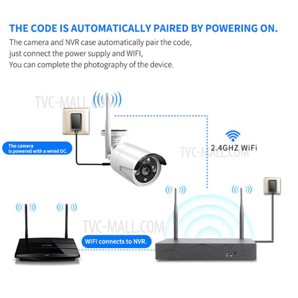 XF-2518N-W P2P 2.0MP WiFi 4CH NVR Video Recorder IP Camera Wireless CCTV System - US Plug