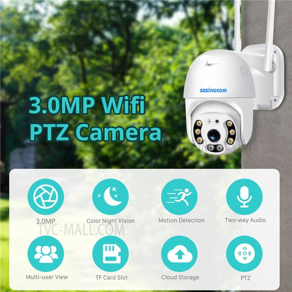 SZSINOCAM SN-HSP-HT03 3.0MP WiFi Camera Night Vision Home Security APP Remote Monitoring IP PTZ Camera - US Plug