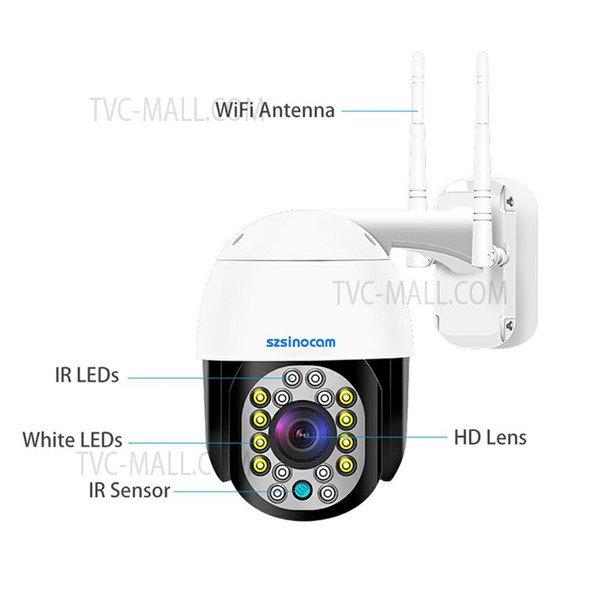 SZSINOCAM SN-HSP-HT09 3.0MP WiFi Camera 16-LED Night Vision Dual Antenna APP Remote Monitoring Security IP PTZ Camera - US Plug